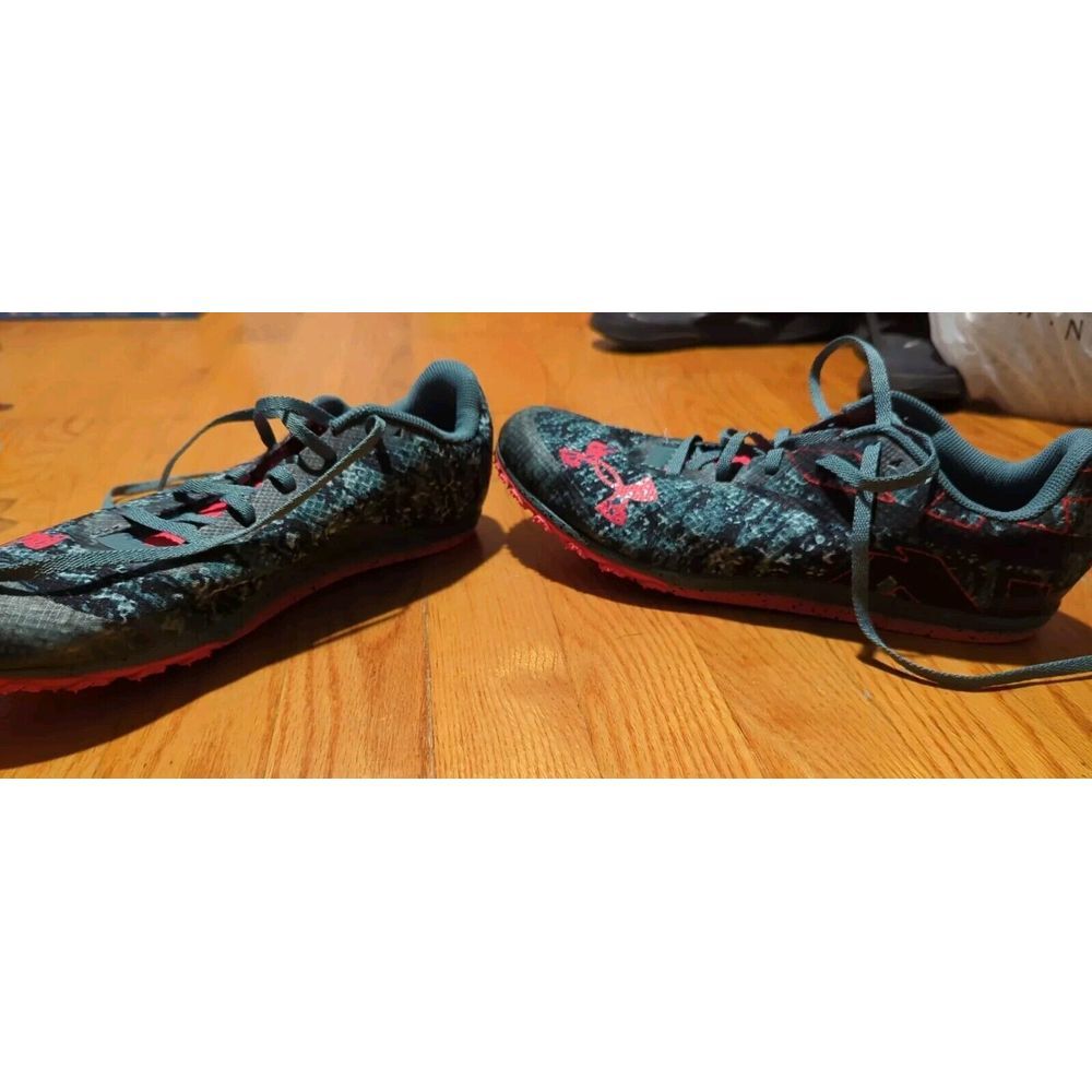 Men 10/ Women's 11.5 - Under Armour Spike Low‎  Blue Black Pink/Salmon - Picture 3 of 8